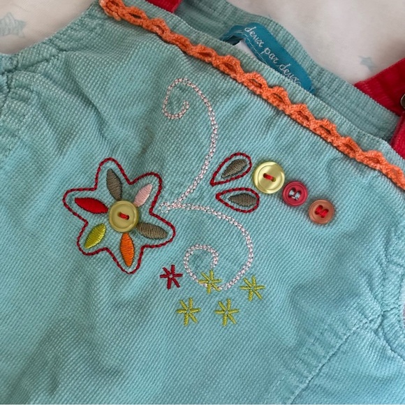 ⭒ 18M Deux Par Deux Unique Embroidered Dress Floral Design Buttons Ruffles ⭒ - Picture 2 of 10